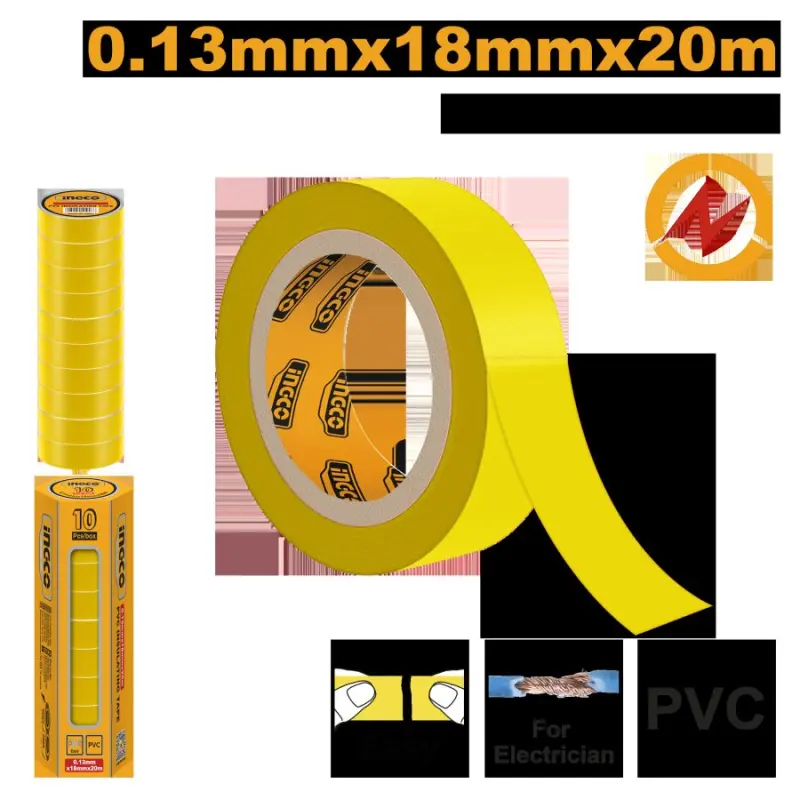 INGCO PVC izolýasiýa lentasy, sary 20m x 0,13mm HPET1011