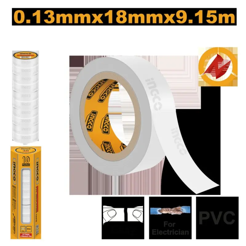 Ingco HPET1108 Ak PVC elektroizolýasiýa lentasy 9,15m x 0,13mm