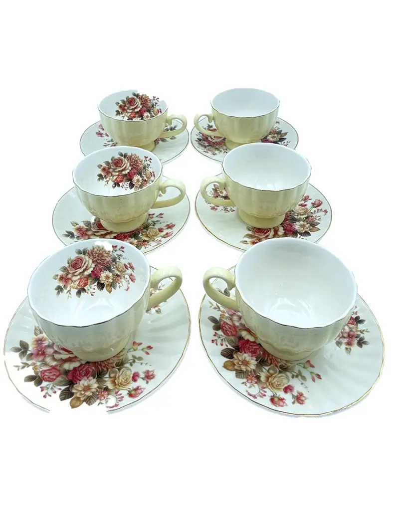 MLD MLD513-6 | Tea Cup and Saucer Set Floral Design