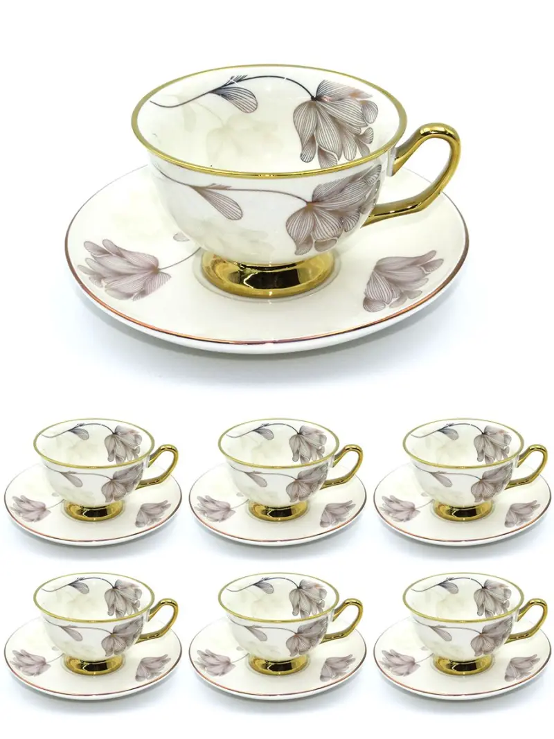 MAR MAR-1149 | Tea Cup Set 12 pcs Colorful Floral Porcelain