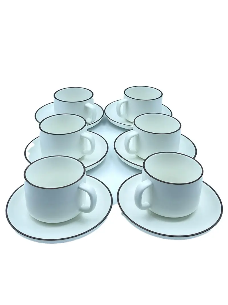MLD MLD513-24 | Tea-Coffee Cup & Saucer Set White Porcelain