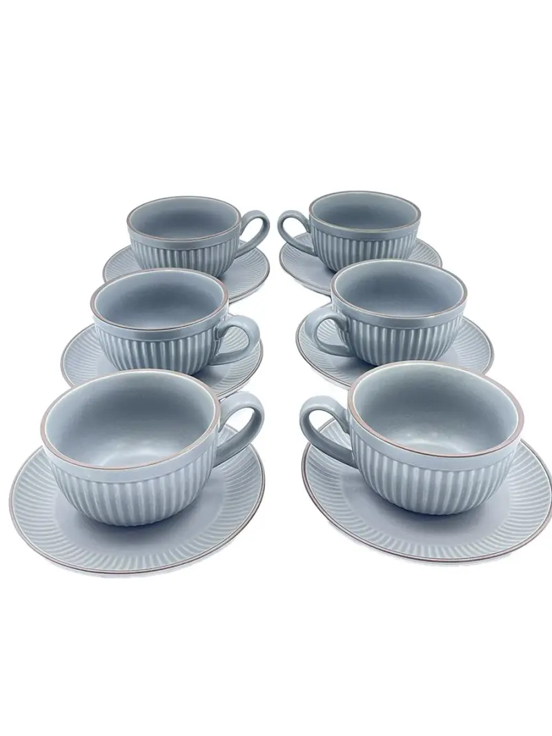 MLD MLD513-23 | Tea-Coffee Cup and Saucer Set Grey Porcelain