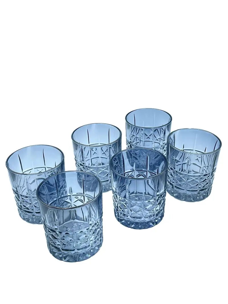 WZ-8 7319DOF-SS | Low Glass Set Silver-Grey Stripe Diamond 6pcs
