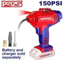 Emtop ELAC2018 | Cordless Air Compressor 20V 10BAR