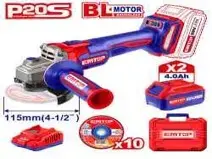 Emtop ELAG211542 | Brushless Angle Grinder 20V 115mm 4.0Ah (2 Batteries)