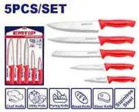 Emtop EMKK1K51 | Kitchen Knife Set 5 pcs Stainless Steel Red