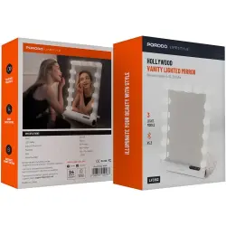 Porodo MIRPORPDLFST162WHRG | Makiýaj aýnasy 15 LED Bluetooth 12V