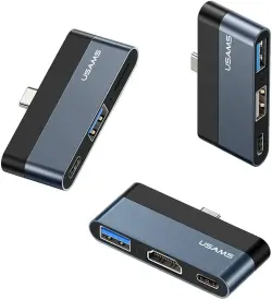 US-SJ491 Type-C Mini HUB | USB-C Adapter + USB + Micro SD, Gara reňk