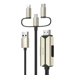 Yesido HM14 | HDMI kabeli 3-in-1 Lightning/Type-C/Micro USB adapteri