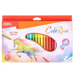 Deli C10020 | Felt Pen Set 24 Colors Washable Ventilated Cap