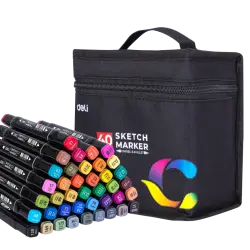 Deli 70806-40 | Набор маркеров для эскизов 40 цветов двусторонние