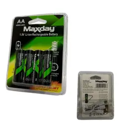 Maxday | AA Li-ion täzeden zarýad berilýän batareýa 1.5V 4800mWh Type-C