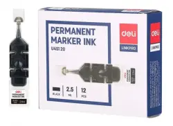 Deli U45120 | Permanent Marker Ink 12 pcs Black 2.5ml