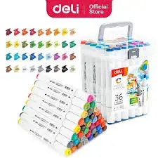 Deli 70803-36 | Набор маркеров для скетчинга 36 цветов двусторонние