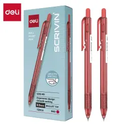 Deli Scrivin Q105-RD | Шариковая ручка 0,5 мм красная