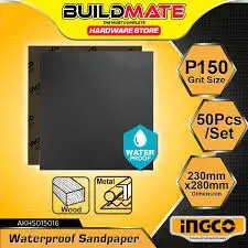 Ingco suw geçirmeýän zympara kagyzy 230x280mm P150 50 sanylyk