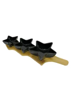 Black Star JDC7465M | Plate Set 3 pcs with Bamboo Base Black