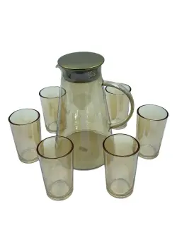 Q5989 Q5989-7G | Набор графин и стаканы золотой 1850мл + 6 × 240мл