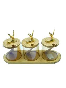 DL DL-3532 | Spice Set 3 Bowls with Bamboo Base