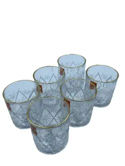 TK501 TK501-1G | Low Glass Set 6 pcs Floral Gold Rim