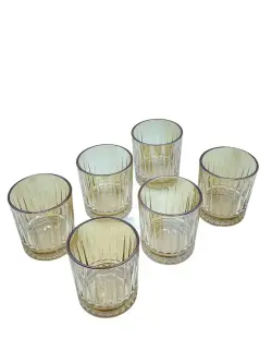 DM DM327-2G | Faceted Gold Whiskey Glass Set 340 ml