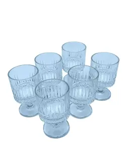 JZ JZ-188A | Glass Drinkware Set 6 pcs Transparent Stripe-Rhombus