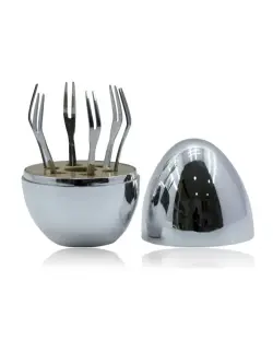 Nickel Egg E-04 | Dessert Set 6pcs Nickel-Plated