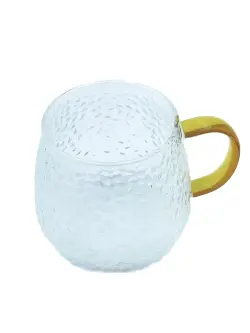 L-06 | Кружка стеклянная прозрачная 360 мл с золотой ручкой