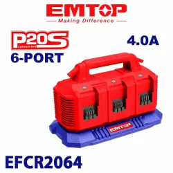 Emtop EFCR2064 | Batareýa Zarýadniki 20V 6 ýerlik 4.0A