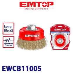 Emtop EWCB11005 | Чашечная щетка 100 мм стальная щетина