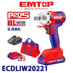 Emtop ECDLIW20221 | Аккумуляторный гайковерт 20В 2.0Ач