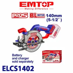 Emtop ELCS1402 | Циркулярная пила 20В бесщеточная 140мм