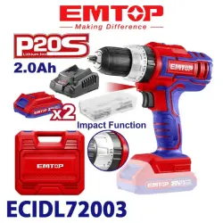Emtop ECIDL72003 | Akkumulýatorly Uryuly Buraw 20V 2x2.0Ah Batareýa