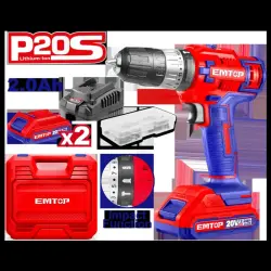Emtop ECIDL620012 | Cordless Impact Screwdriver 20V 2x2.0Ah Batteries