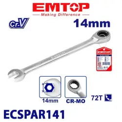Emtop ECSPAR141 | Ratcheting Wrench 14mm Cr-V Steel