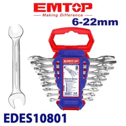 Emtop EDES10801 | Kombinasiýa Açar Toplumy 8 sany 6-22mm