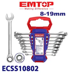 Emtop ECSS10802 | Набор трещоточных ключей 8-19мм 8шт