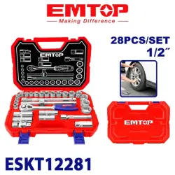 Emtop ESKT12281 | Socket Wrench Set 28pcs Chrome Vanadium