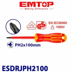 Emtop ESDRJPH2100 | Изолированная крестовая отвертка PH2 100 мм Cr-V