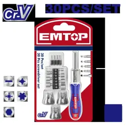 Emtop EBST03006 | Набор бит для отвертки 30 шт хром-ванадий