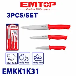 Emtop EMKK1K31 | Kitchen Knife Set 3pcs Stainless Steel