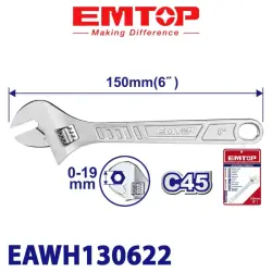 Emtop EAWH130622 | Açylýan Açar 150 mm Hrom