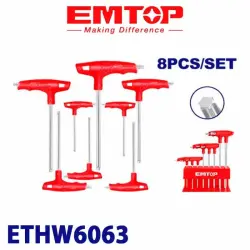 Emtop ETHW6063 | T-Handle Hex Key Set 8 pcs Chrome Vanadium