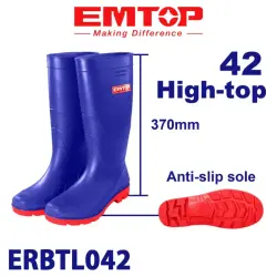 Emtop ERBTL042 | Rubber Boots Size 42 Oil-Resistant Sole