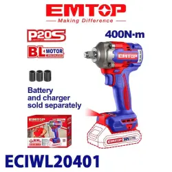 Emtop ECIWL20401 | Uryjy Bolt Açary 20V Brushless 400Nm