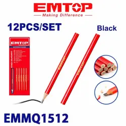 Emtop EMMQ1512 | Строительный карандаш 12 шт. Черный