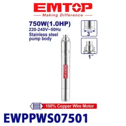 Emtop EWPPWS07501 | Çuň Guýy Nasosy 3 Dýuým 33 l/min