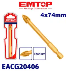 Emtop EACG20406 | Titanda örtülen aýna üçin buraw 4x74mm