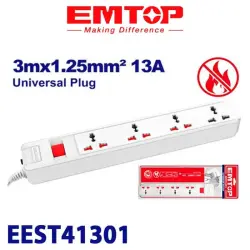 Emtop EEST41301 | Uzaldyjy Kabel 3m Ygtybarly Tok Paýlanyşy