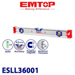 Emtop ESLL36001 | Magnetic Spirit Level 60cm Nickel 3-Vial